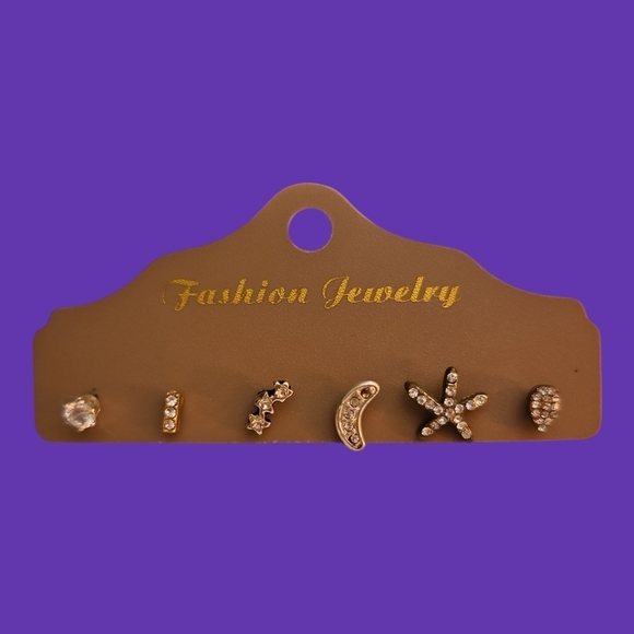 3/$30 Vintage Gold and Silver Celestial Stud Earrings Set - Picture 1 of 3